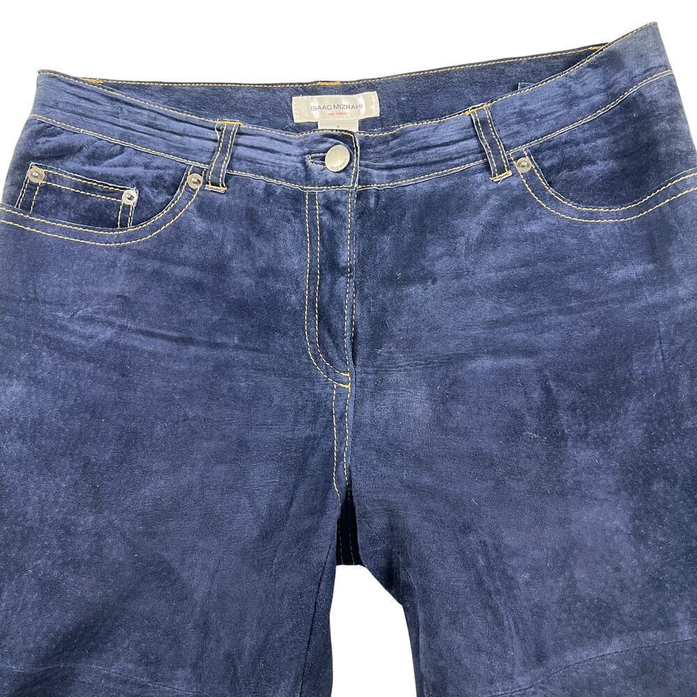 Isaac Mizrahi for Target Navy Blue Suede Leather Jeans Pants Size 4 - Picture 6 of 12